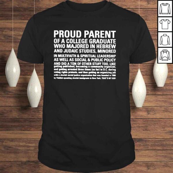 Noa proud parent of a college graduate who majored in hebrew shirt