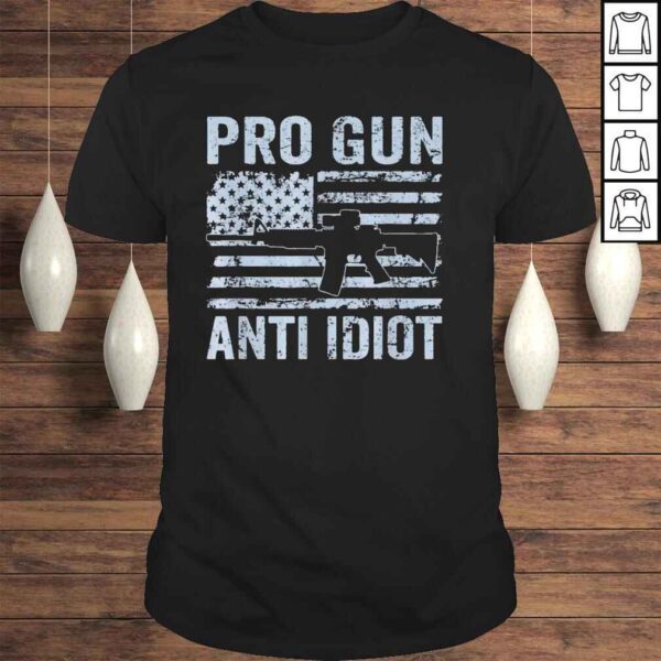 Pro gun antI idiot second amendment ar15 rifle usa flag shirt