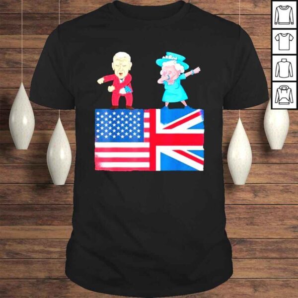 Queen II Dabbing Elizabeth British Flag & Joe Biden Flossing Shirt