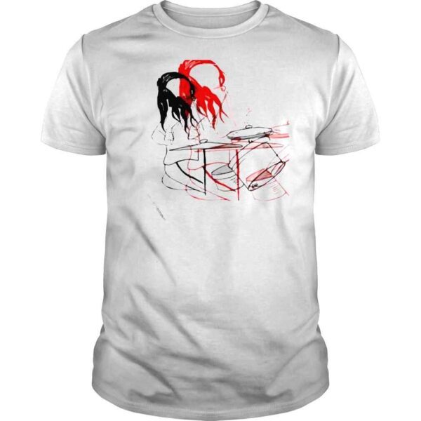 Red black art meg the white stripes shirt