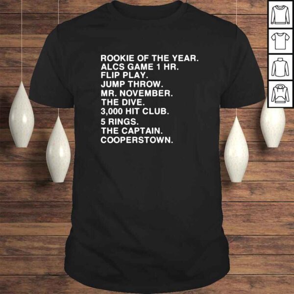 Rookie of the year 3000 hit club 5 ring the captain cooperstown shirt obvious shirt