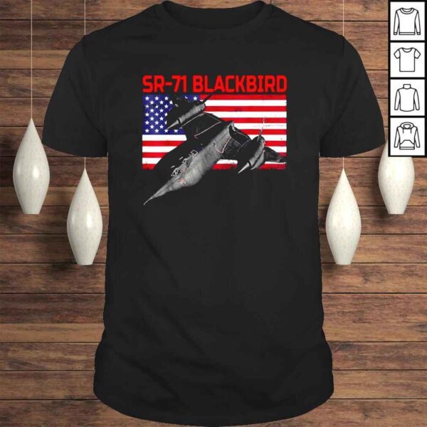 SR71 Blackbird In Action and Patriotic American Flag TShirt