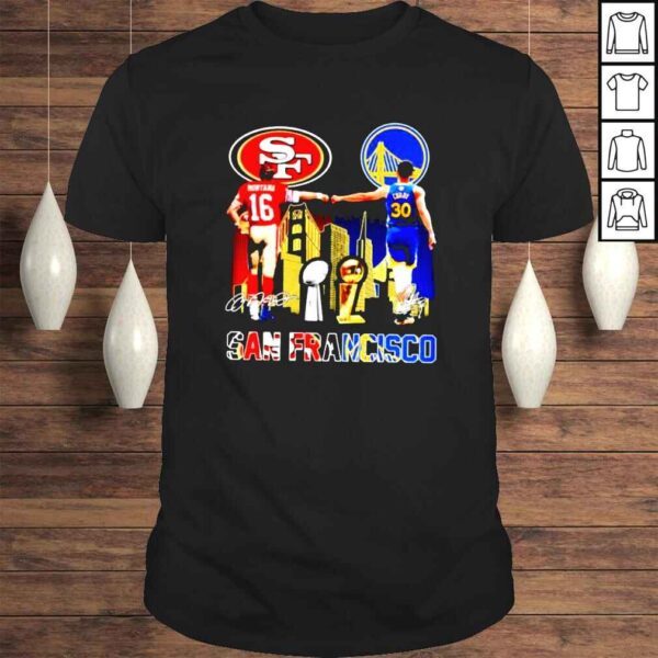 San Francisco best players Montana and Curry champions signatures shirt