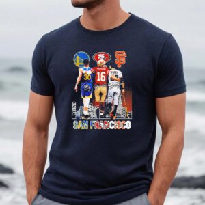 San francisco sports stephen curry Joe Montana and buster posey signatures skyline 2023 shirt