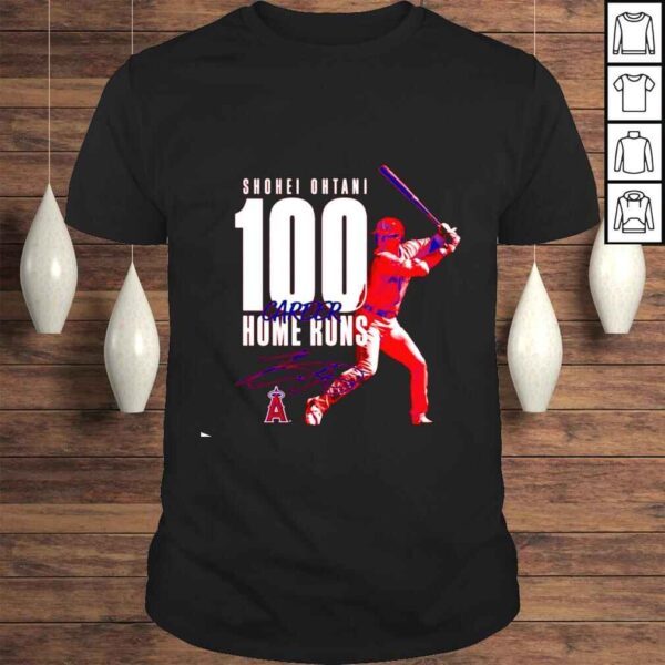 Shohei Ohtani Los Angeles Angels 100th Career Home Run signature shirt