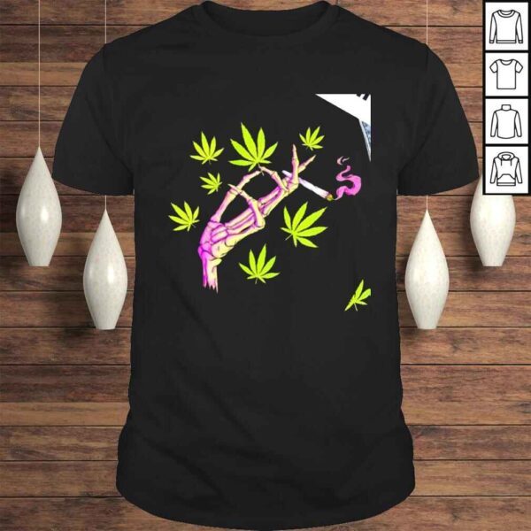 Skeleton hand smoking weed shirt