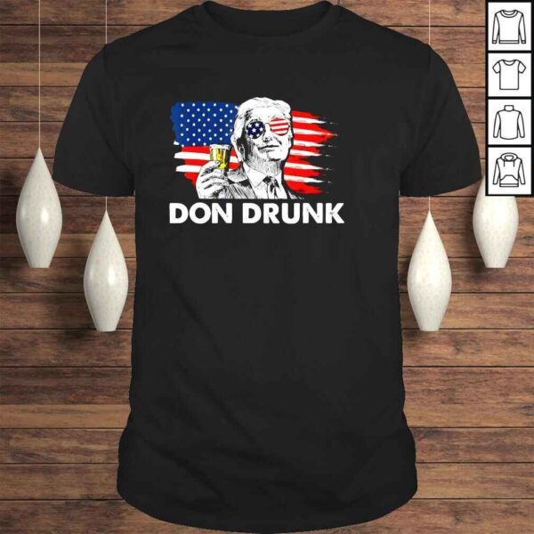 Trump President Don Drunk Merica USA Flag Patriotic 4th of July TShirt