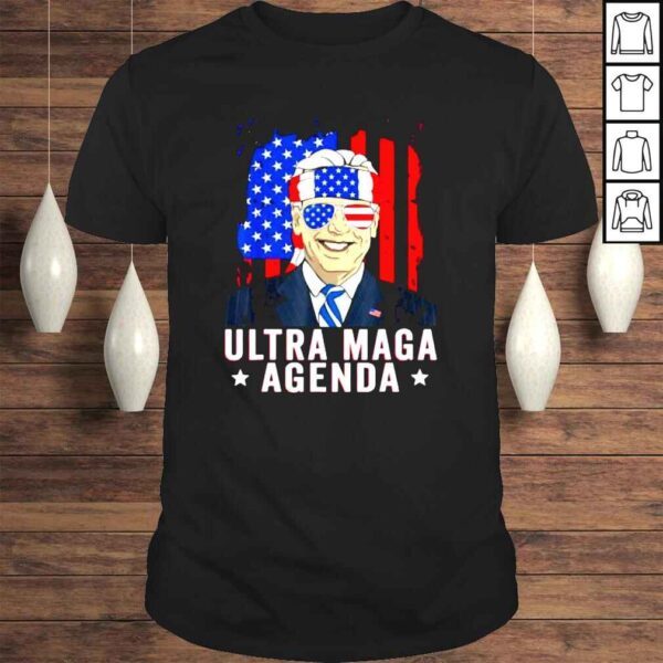 Ultra MAGA Agenda Anti Biden US Flag Trump 4th Of July Shirt