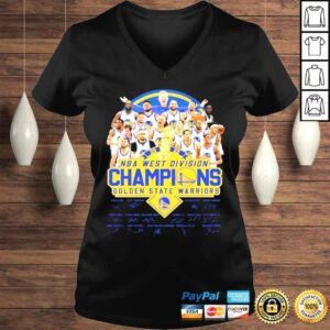 VLadies 2022 NBA Western Division Champions Golden State Warriors Signatures TShirt