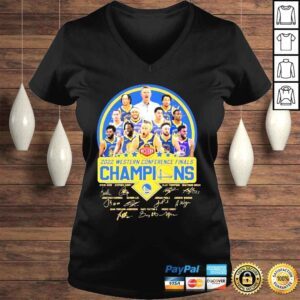 VLadies 2022 Western Conference Finals Champions Golden State Warriors Signatures TShirt