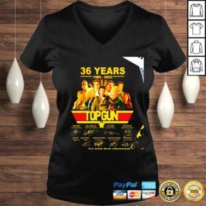 VLadies 36 years 1986 2022 Top Gun signatures thank you for the memories movie shirt