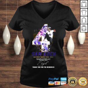 VLadies 4 Sam Koch Baltimore Ravens 20062022 thank You for the memories signature shirt