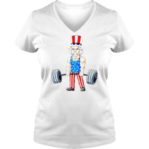 VLadies 4th Of July Uncle Sam Weightlifting Funny Deadlift Fitness TShirt