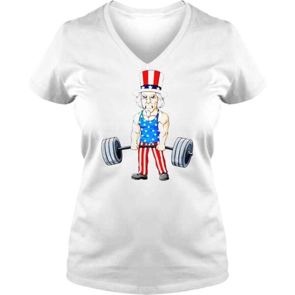 4th Of July Uncle Sam Weightlifting Funny Deadlift Fitness TShirt - Image 2