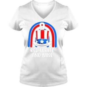 VLadies 4th of july red white 9 years American flag shirt