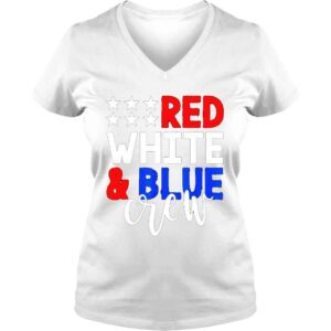 VLadies 4th of july red white blue crew shirt