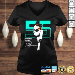 VLadies 55 Roenis Elias Seattle Mariners Outline signature shirt