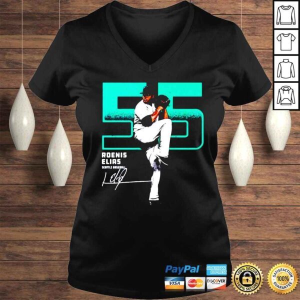 55 Roenis Elias Seattle Mariners Outline signature shirt - Image 2