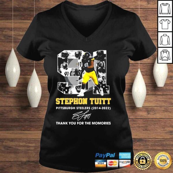 91 Stephon Tuitt Pittsburgh Steelers 2014 2022 signature thank you for the memories shirt - Image 2