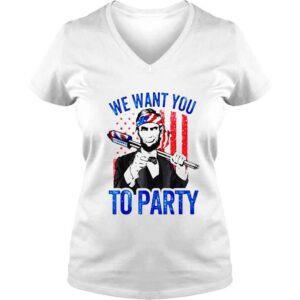 VLadies Abraham Lincoln 4Th Of July We Want You To Party shirt