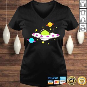 VLadies Alien In A Ufo Cute Alien Planet Shirt