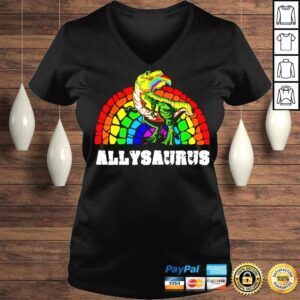 VLadies Allysaurus Dinosaur In Rainbow Flag For Ally LGBT Pride TShirt