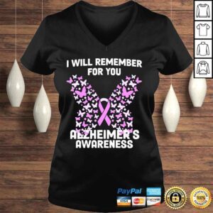 VLadies Alzheimers awareness ribbon purple butterflies shirt