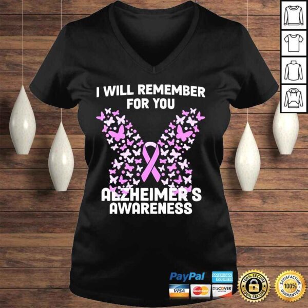 Alzheimers awareness ribbon purple butterflies shirt - Image 2