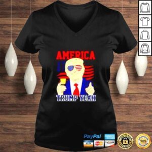 VLadies America Trump yeah American flag shirt