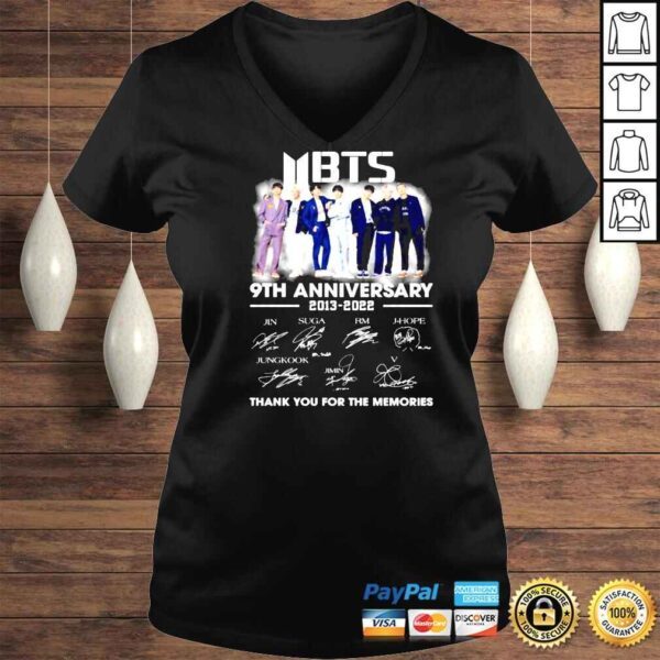 BTS Band 9th Anniversary 20132022 Signatures Thank You For The Memories Shirt - Image 2