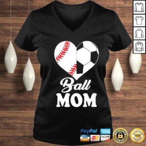 VLadies Ball Mom Heart Soccer Baseball Mom Mothers Day Shirt