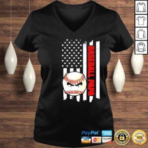 VLadies Baseball papa vintage usa flag fathers day shirt