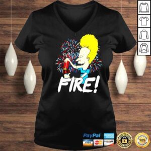 VLadies Beavis Fire 4th Of July Funny Shirt