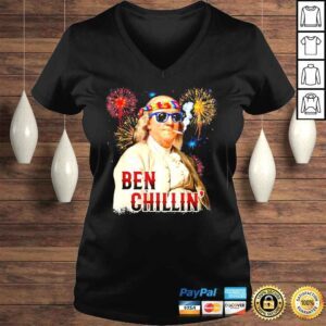 VLadies Ben Chillin Stoner Ben Franklin 4th of July Fireworks Tee Shirt