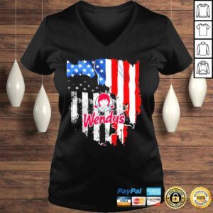 VLadies Blood inside me American flag and wendys logo shirt