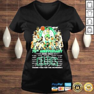 VLadies Boston Celtics 76th Anniversary 1946 2022 Signatures Thank You For The Memories TShirt