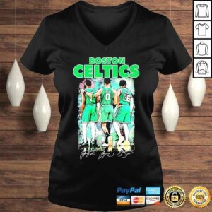 VLadies Boston Celtics Jaylen Brown Jayson Tatum And Marcus Smart Signatures Shirt