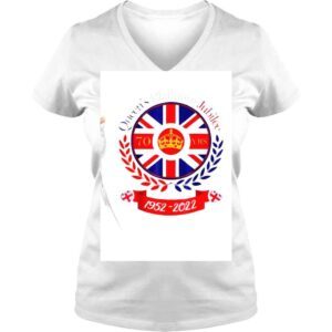 VLadies British Queen Monarchy Platinum Jubilee Union Jack Flag TShirt