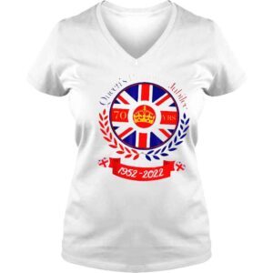 VLadies British queen monarchy platinum jubilee union Jack flag shirt