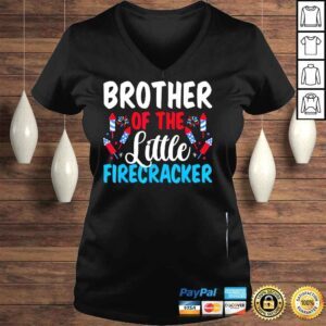 VLadies Brother of the little firecracker 4th of july American flag shirt