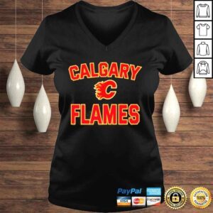 VLadies Calgary flames heathered gray victory arch shirt