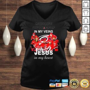 VLadies Carolina Hurricanes 2022 in my veins Jesus in my heart signatures shirt