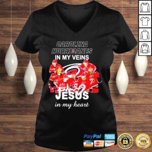 VLadies Carolina hurricanes in my veins Jesus in my hearts hair shirt