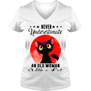 VLadies Cat Never Underestimate An Old Woman Shirt