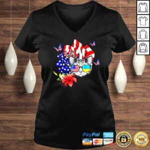 VLadies Cat Proud And Rose American Flag 4th Of July TShirt