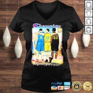 VLadies Champions Golden State Warriors Klay Thompson Stephen Curry And Draymond Green signatures shirt