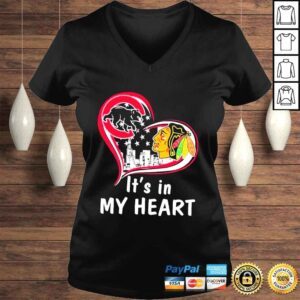 VLadies Chicago Cubs Bear Chicago Blackhawks Its in My heart shirt