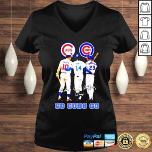 VLadies Chicago Cubs Santo 10 Banks 14 Sandberg 23 Signatures shirt