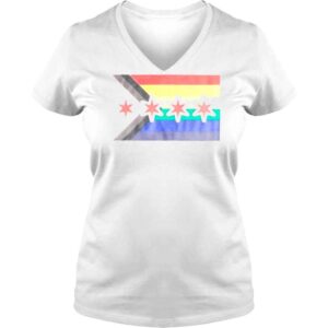 VLadies Chicago Progress Pride Flag Shirt