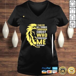 VLadies Christian I Can Do All Things Through Christ Lion Faith Shirt